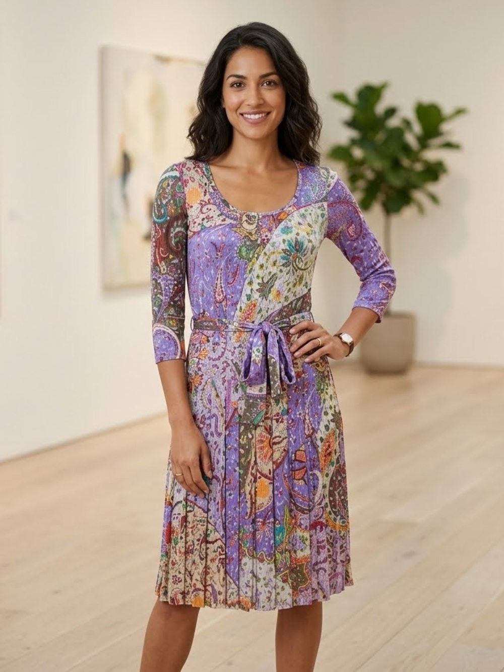 Etro Purple Multicolor Paisley Midi Dress